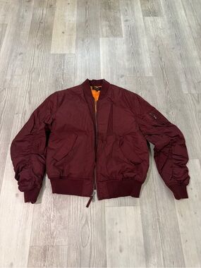 PacSun Men's Bomber Jacket in Burgundy Size XL